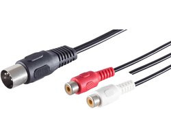 1aTTack.de 1x 0,2 m 5-pins DIN-stekker naar 2 RCA-aansluitingen/Stereo + Massa Hoogwaardige audio-adapterkabel Gegoten stekkers Vernikkelde contacten Perfect voor HiFi-muzieksystemen Studioapparatuur