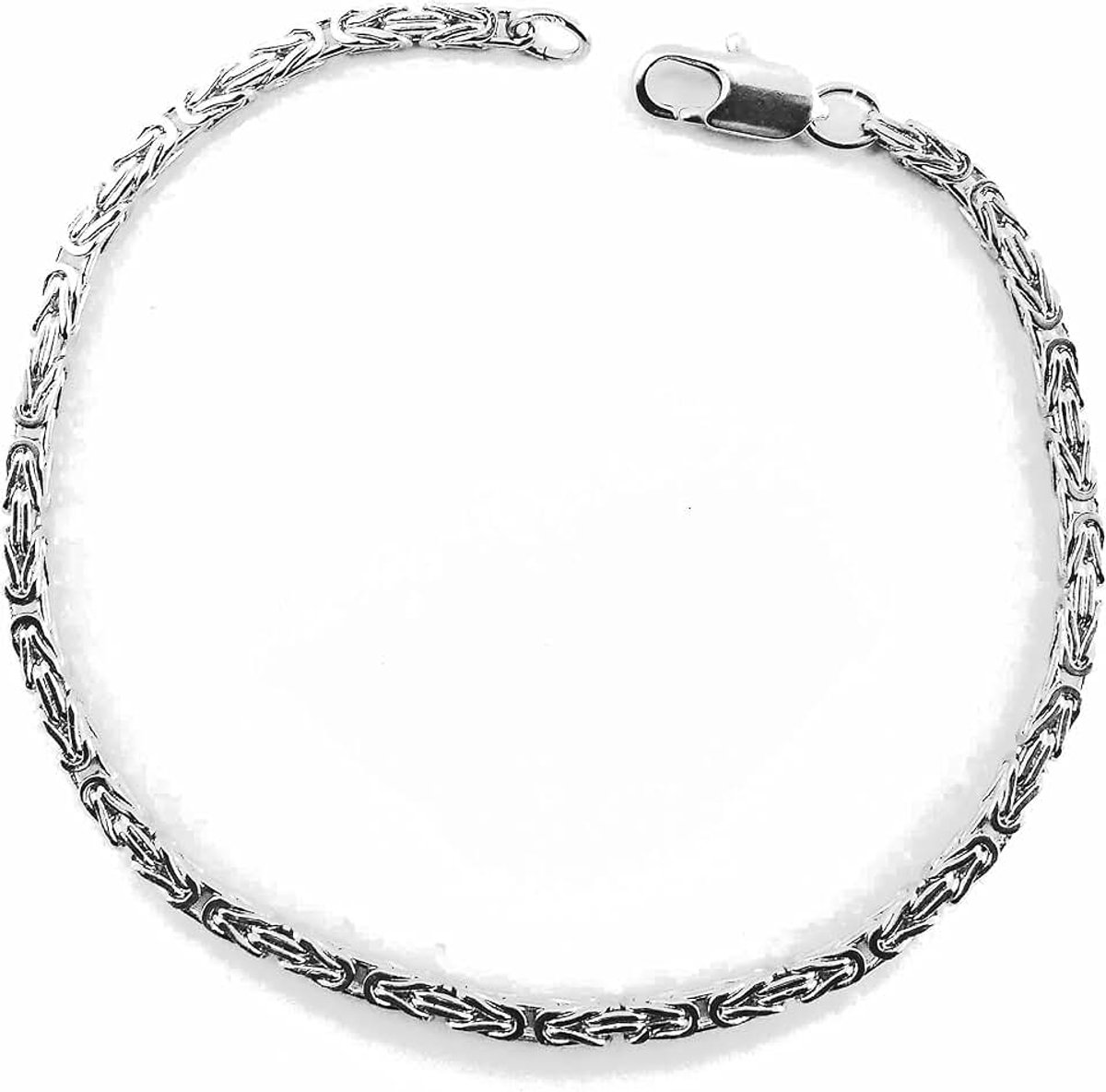 Originele Italiaanse Byzantijnse ketting verzilverd 2,4 mm breed lengte 21 cm