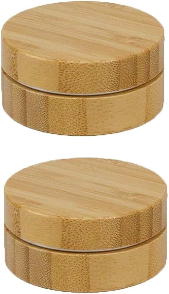 Blikjes, 58 x 28 mm, reispotjes om te vullen, bamboe, crèmepotje, leeg met aluminium voering, lege navulbare containers voor zalven, vochtigheid, lotion (hout 5#)