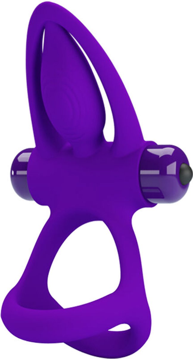 Violette Siliconen Vibrerende Ring met Clitoris Stimulator