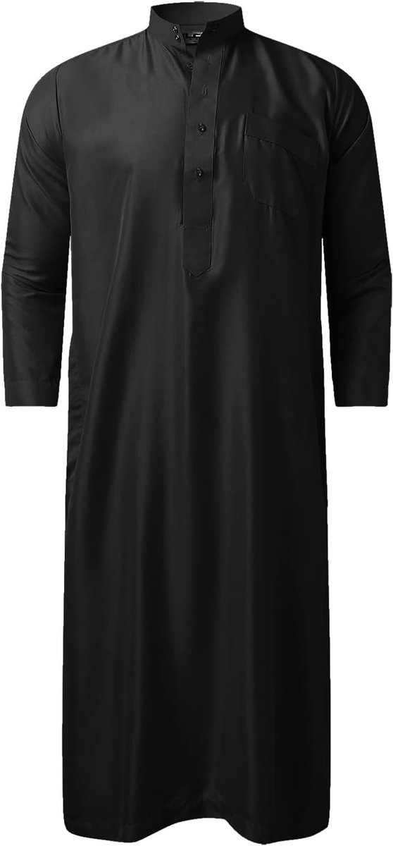 Islamitische heren abaya moslim zakken gebedskleding robe lang Arabisch linnen hals Djellaba A19