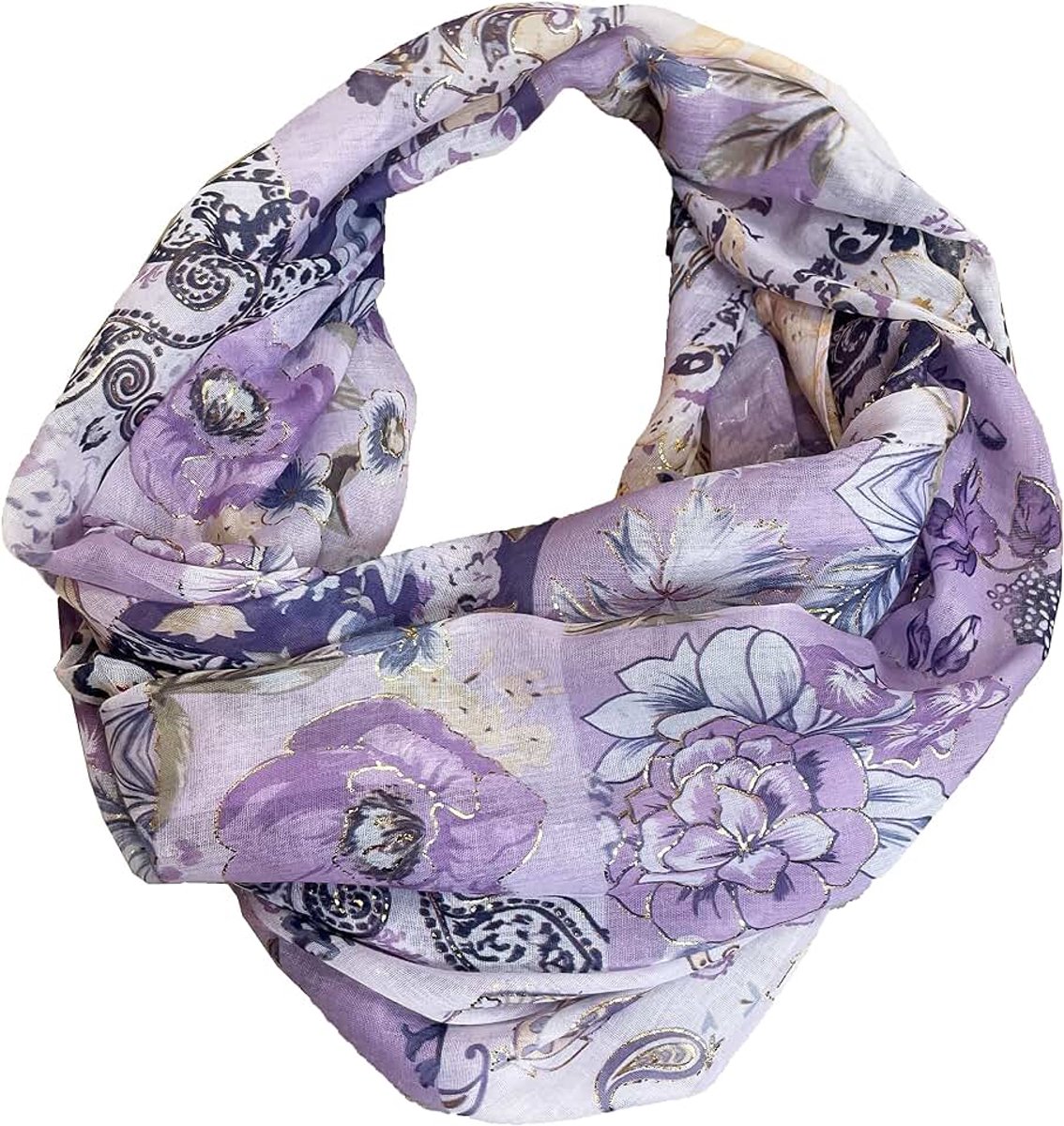 Paisley bloem roos zijde zomer lente loop loop regenboog zijde effen ronde sjaal colsjaal stola sjaal licht, paisley paars, 160 x 48 cm