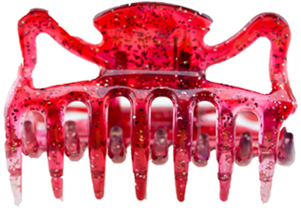 Haarklauwen 6 cm in rood met zilveren glitter - Made in Germany - WeLoveBeads