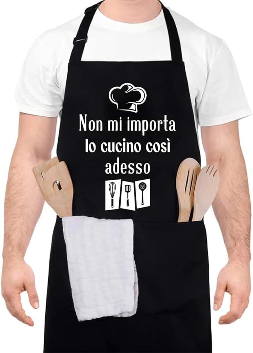 Masterchef Keukenschort voor mannen, verstelbaar, waterdicht, zwart, grappig gepersonaliseerd