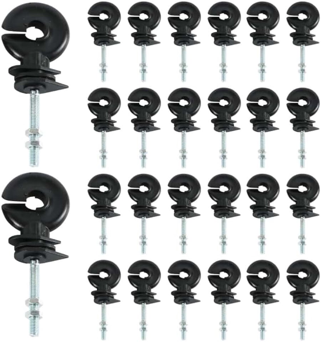 50 stuks isolatoren, weihek isolatoren, ringisolator met schroefdraad 90 x 6 mm elektrische omheining ringisolatoren elektrische hek isolator voor weidedraad, hekbouw en landbouw