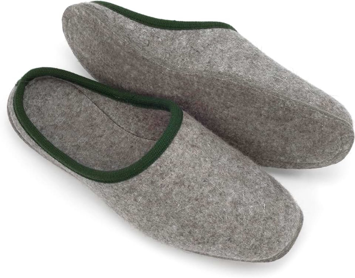 Pantoffelmann I vilten pantoffels met rand I Maten 36 t/m 51 I Ademende en comfortabele pantoffels met een dikke vilten zool I Warme en duurzame vilten pantoffels voor dames en heren