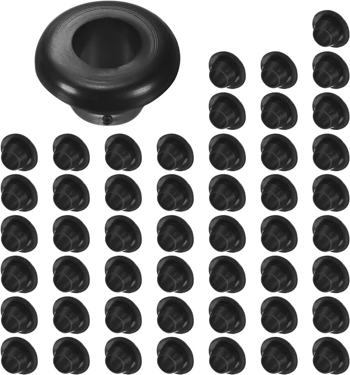 50-pack kabelreling rubberen doorvoertules, 9 mm boorgat 7 mm ID oogringpakking voor bedrading, draadkabel, automotive, metalen kabelrailingpaal, autodoorvoertule [zwart]