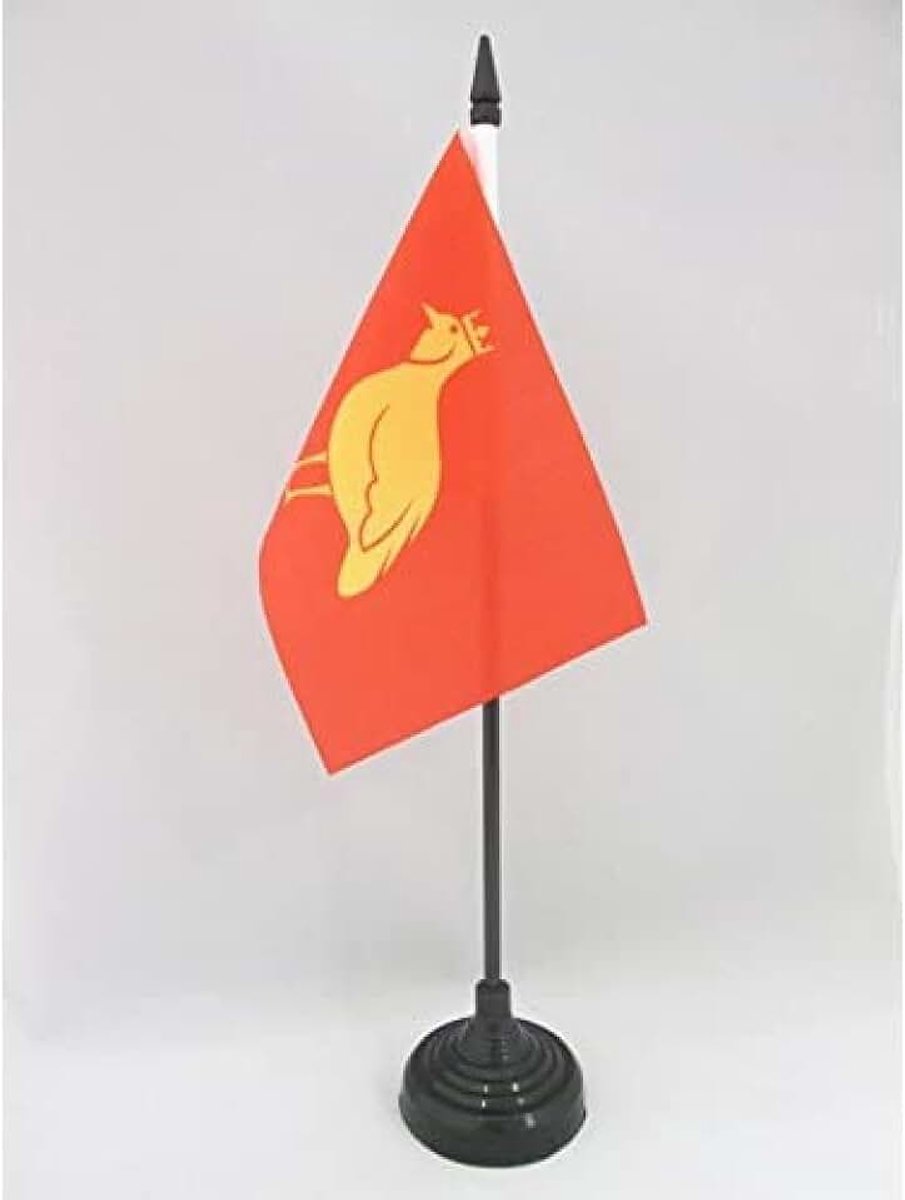 Provincie Aunis Tafelvlag 15x10 cm - Franse provincie Bureauvlag 15 x 10 cm - Zwarte plastic stok en voet - AZ FLAG | Binnengebruik Frans bureauvlag gestikte afwerking met verstevigde randen me