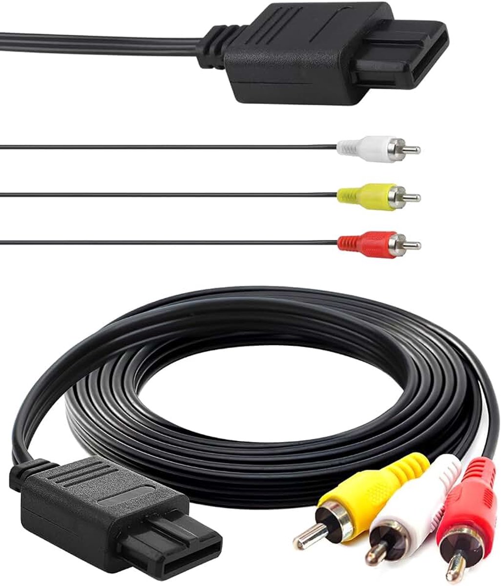 AV Audio Video RCA voor Nintendo N64 Kabel Composite D'alimentation Steréo Audio Video AV RCA voor Gamecube Super Nintendo/Ngc/64/N64/Snes/Gc, 6 voeten 1,8 M