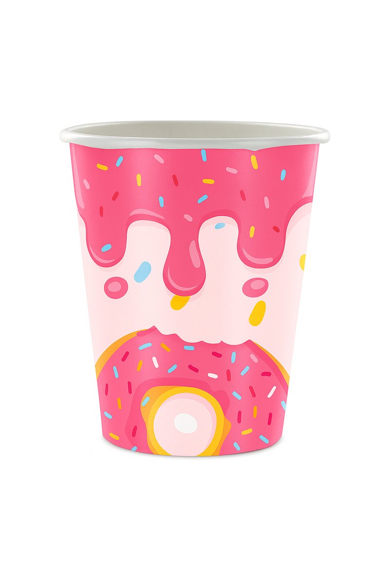 Donut Party Set – 41-delig – Feestset voor 10 Personen – Borden, Bekers, Servetten & Tafelkleed – Donut Thema