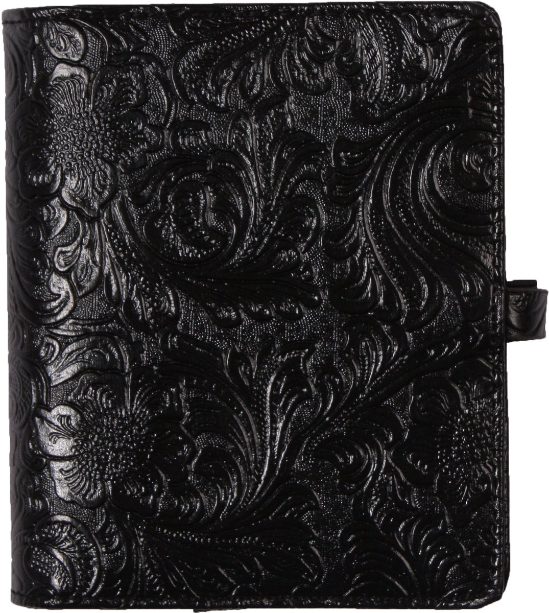 1311-47 Pocket organizer – Flower Garden, zwart met bloemenreliëf, kunstleer 1 week per 2 paginas 2026-2027-2028