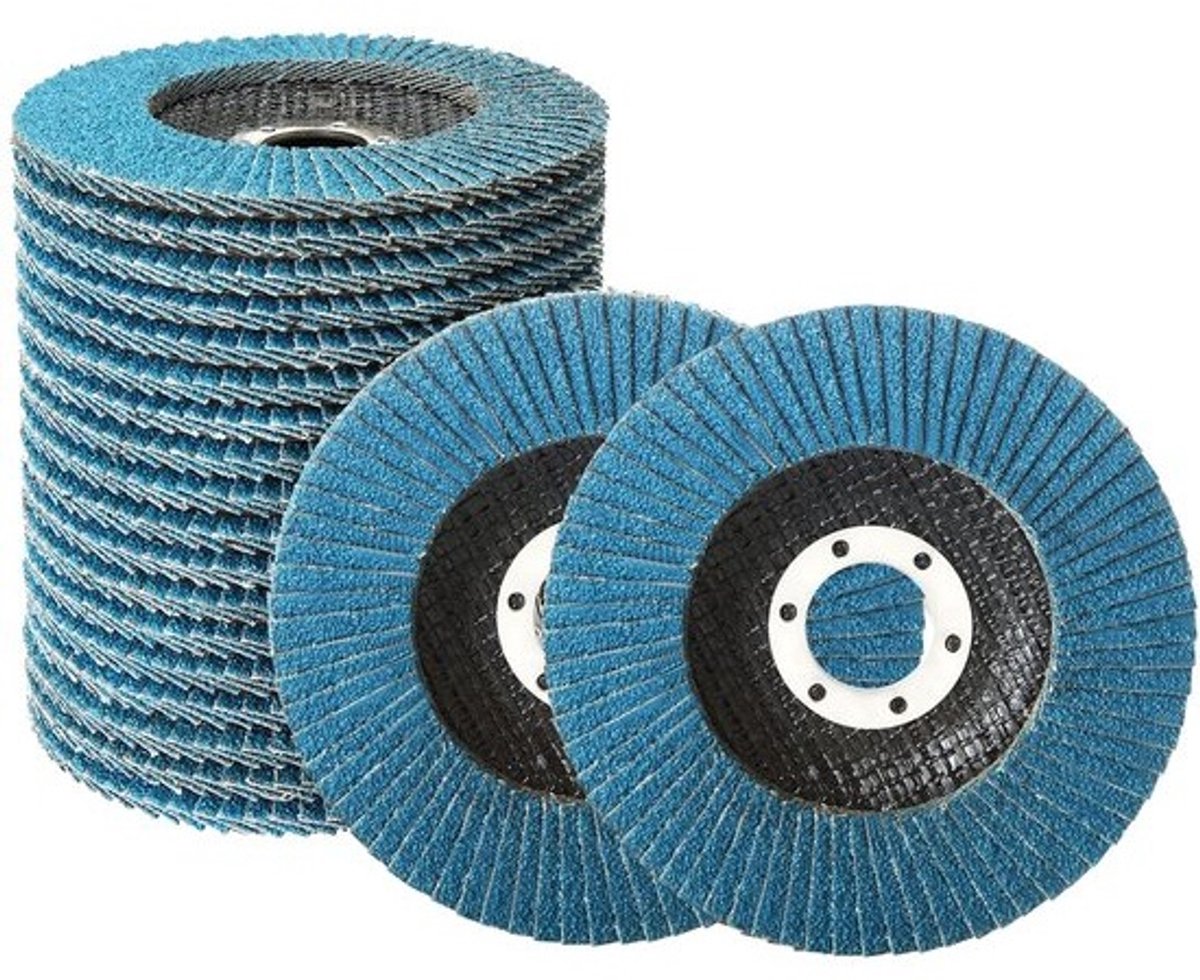 Dailygoods - Slijpschijf 125 mm - Lamellenschijven 20 stuks - Zirkonia korund - Korrelgrootte 60 - Voor metaal/ijzer/hout - Blauw - Lamellenschijf