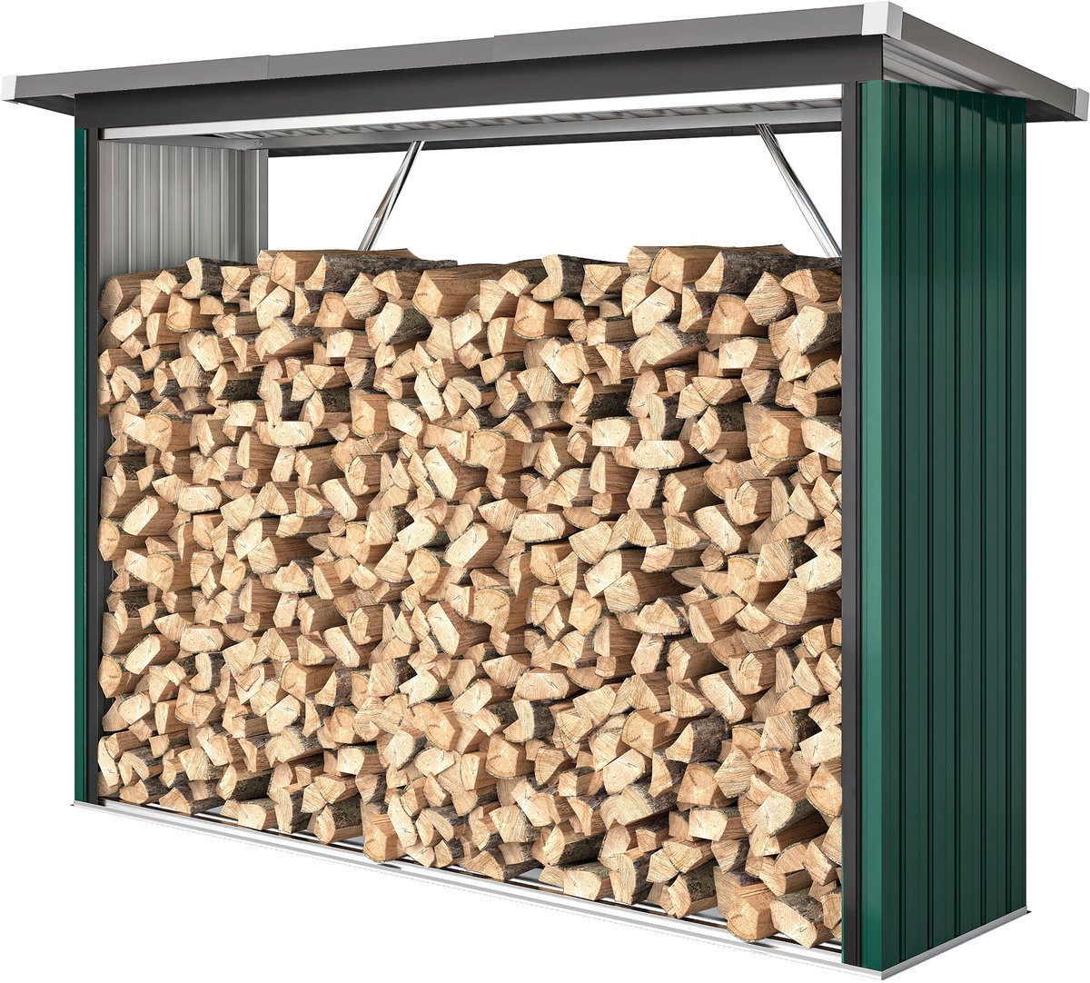 Brandhoutschuur - Overkapping - 213×66,5×150cm - Gegalvaniseerde stalen constructie - Schuin en gegolfd dak
