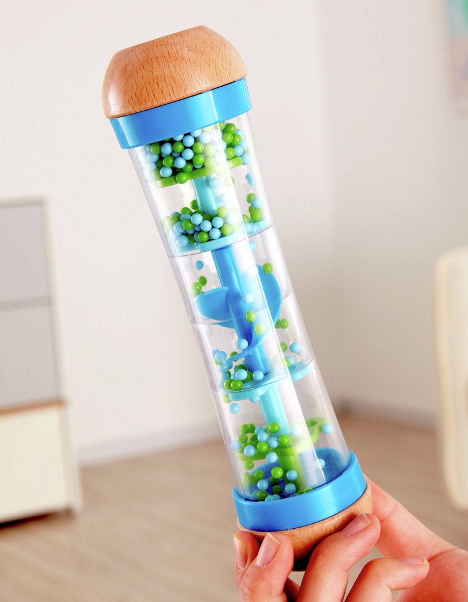 Hape Regenmaker Blauw - Houten Babyspeelgoed met Kalmerende Regengeluiden vanaf 0 Maanden — afbeelding 11