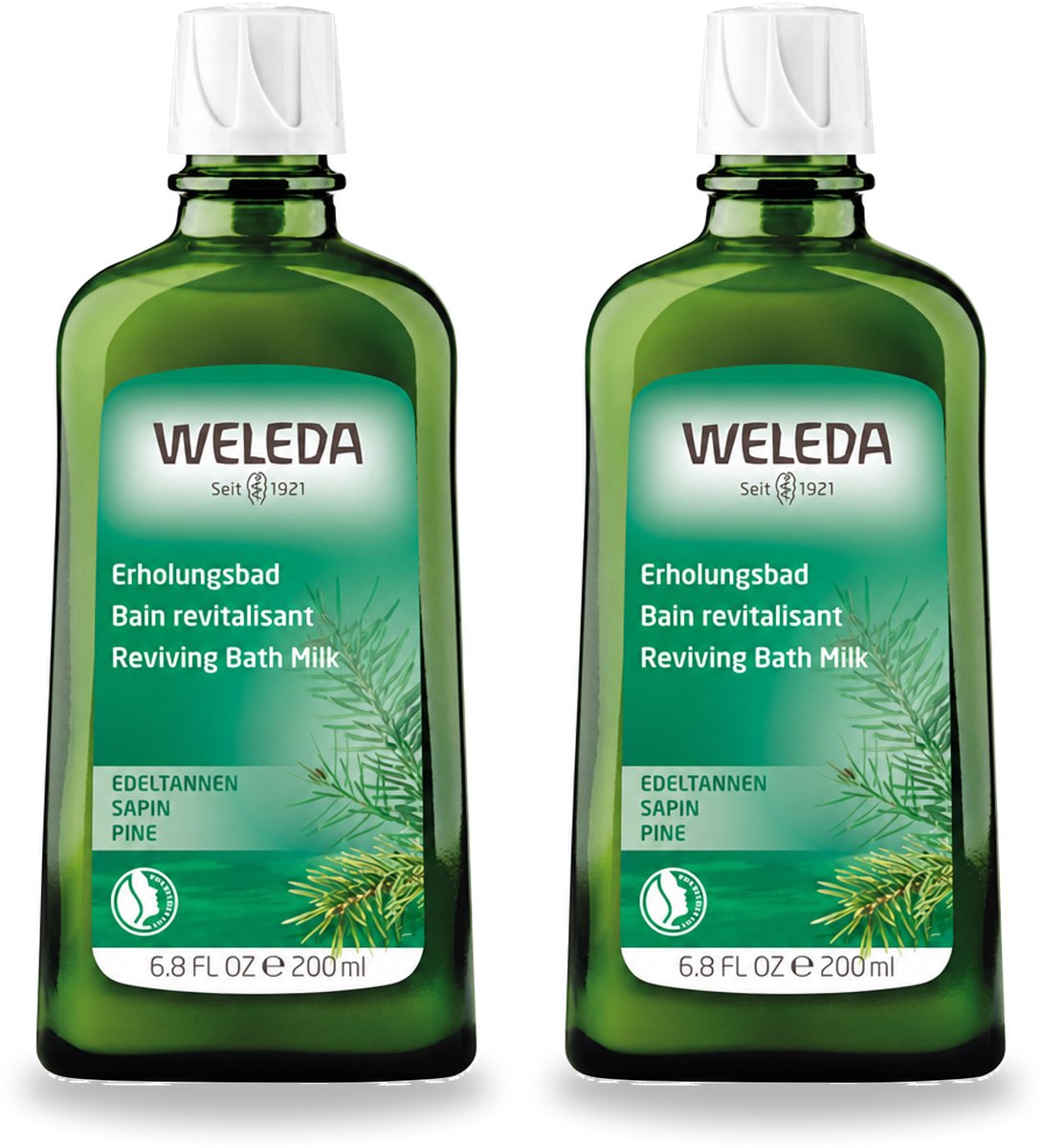 2 x WELEDA - Verkwikkingsbadmelk - Zilverspar - 200 ml - Voordeelverpakking - 2 stuks