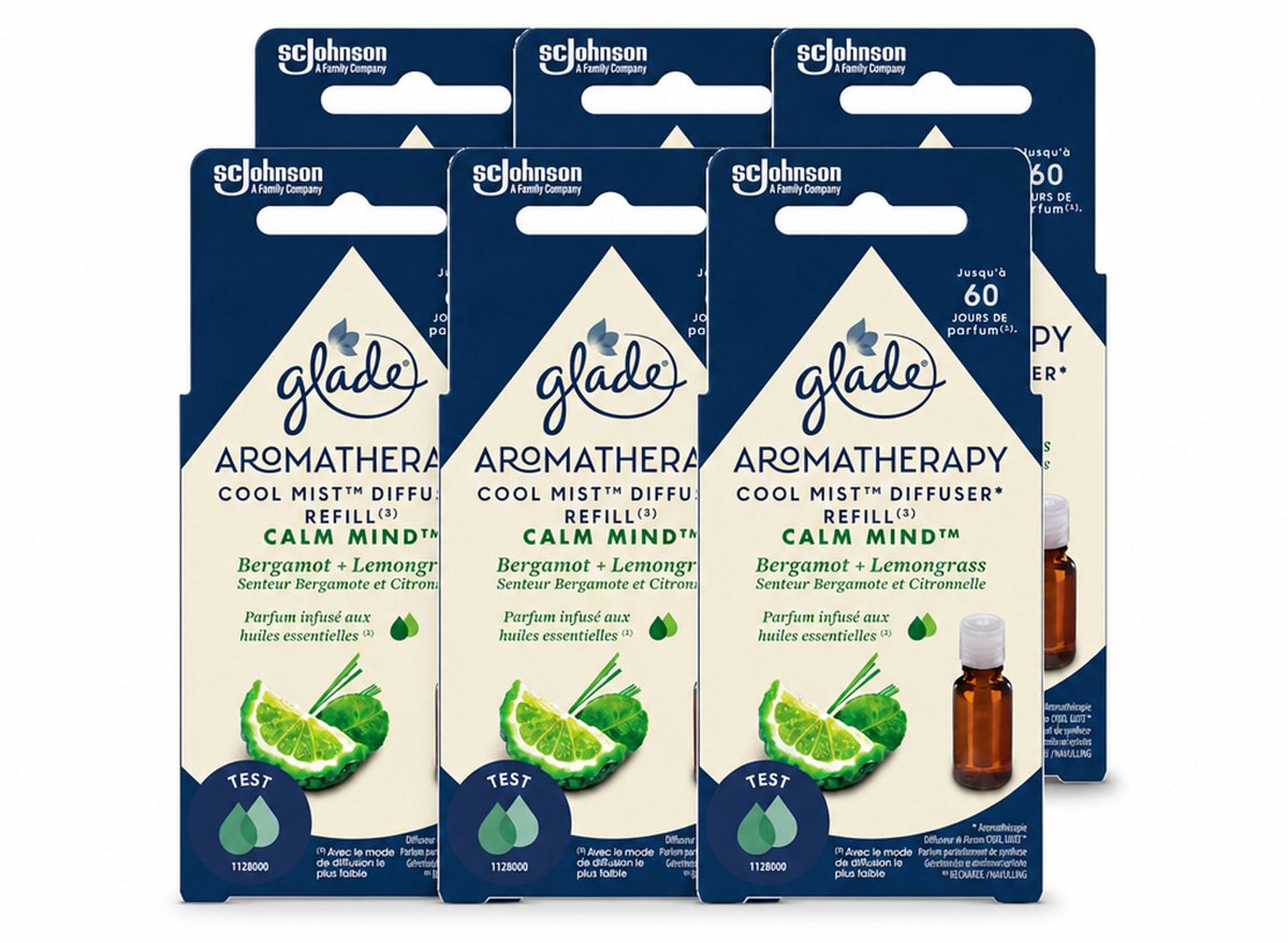 6 x Glade – Aromatherapy Mist Diffuser Navulling – Calm Mind – 17,4 ml - Voordeelverpakking - 6 stuks