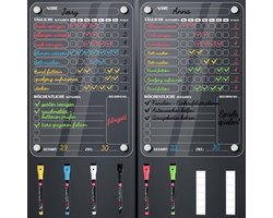 Dailygoods - BIROYAL Taakplanner voor kinderen, 2-delige set, met 6 pennen, 20 x 30 cm, magnetische weekplanner, afwasbaar, takenbord, kinderen, beloningsbord voor meisjes en jongens vanaf 6 jaar, dagschema