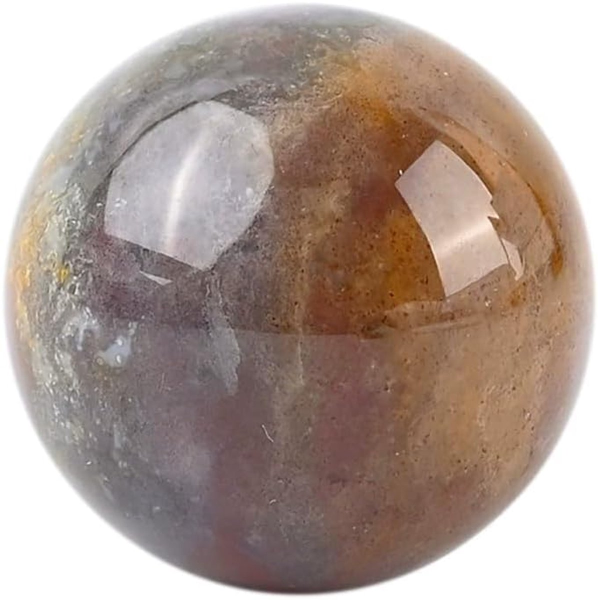 Gepolijste Indiase agaatbal, gepolijst glas met energetische eigenschappen, gepolijste bal, kristallen bol (Indiase agaat, 3 cm)