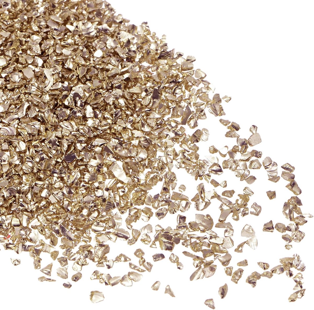 Glassplinters, 1-3 mm x 20 g, onregelmatig metallic glas in champagnegoud voor doe-het-zelf decoratie en nagelkunst, elektrisch geplateerd oppervlak