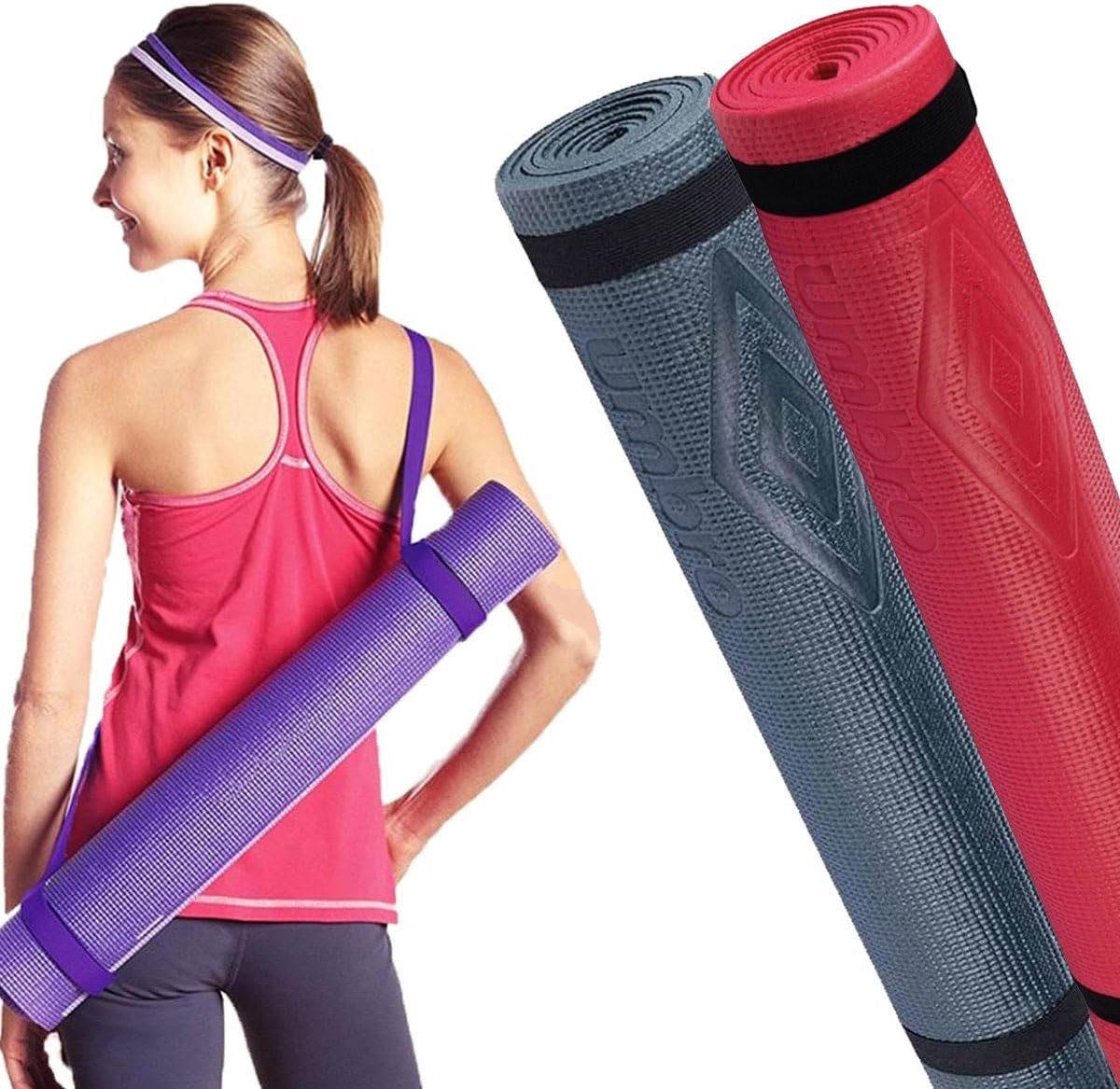 Matten in verschillende kleuren, 175 x 60 cm, hoge dichtheid, mat voor training, fitness, aerobic, fitnessstudio, gymnastiek, met schouderriem, Promo Pack 2 stuks yogamat
