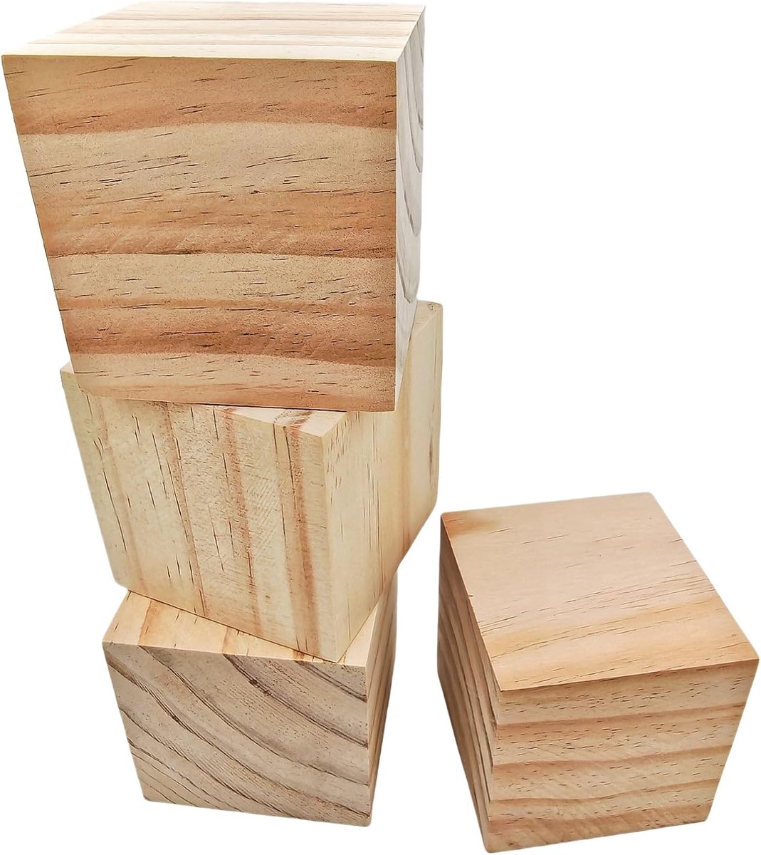 Onafgewerkte vierkante houten blokken, natuurlijke houten blokken voor knutselwerk, snijwerk, doe-het-zelfprojecten