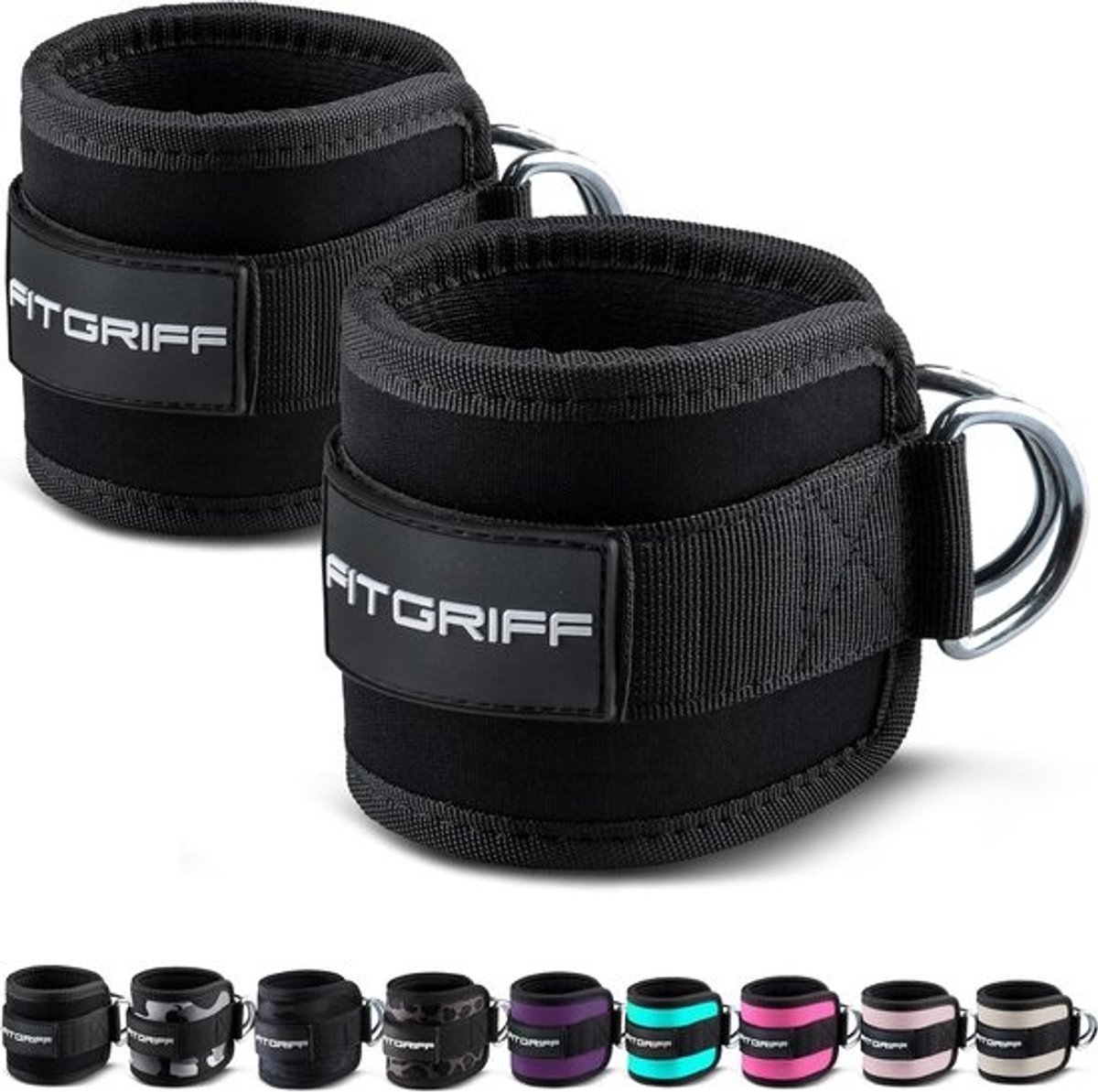 Ankle Straps for Cable Machines - Padded Ankle Cuffs - Gym Workout Kickback Exercise - Women Men - 2 pieces fitness straps