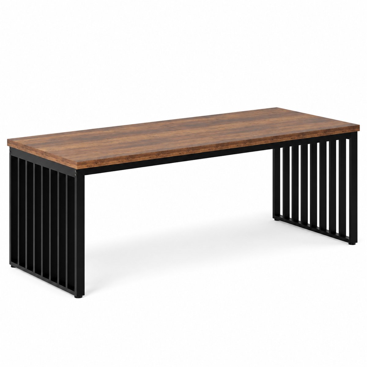 DMG Supply Bureau 200 cm voor 2 Personen - Dubbel Computerbureau - Industrieel - Bruin/Zwart - 200 x 70 x 75 cm