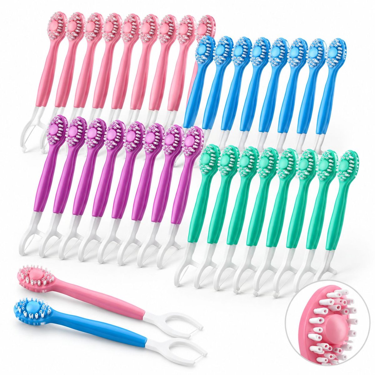 VHV - 24 stuks - 3-in-1 wegwerptandenborstel met mondwater en floss – Disposable Mini Travel Toothbrushes -Handig voor reizen, kamperen en onderweg – Meerdere smaken - Frisse Adem