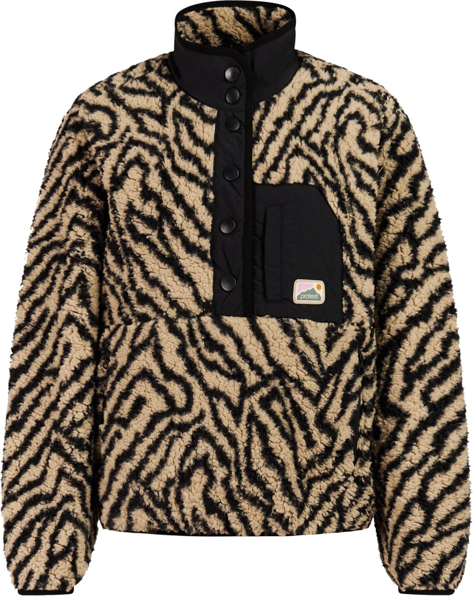 Protest PRTJosey Sweater Dames Trui Fleece 1/4 drukknopen Beige