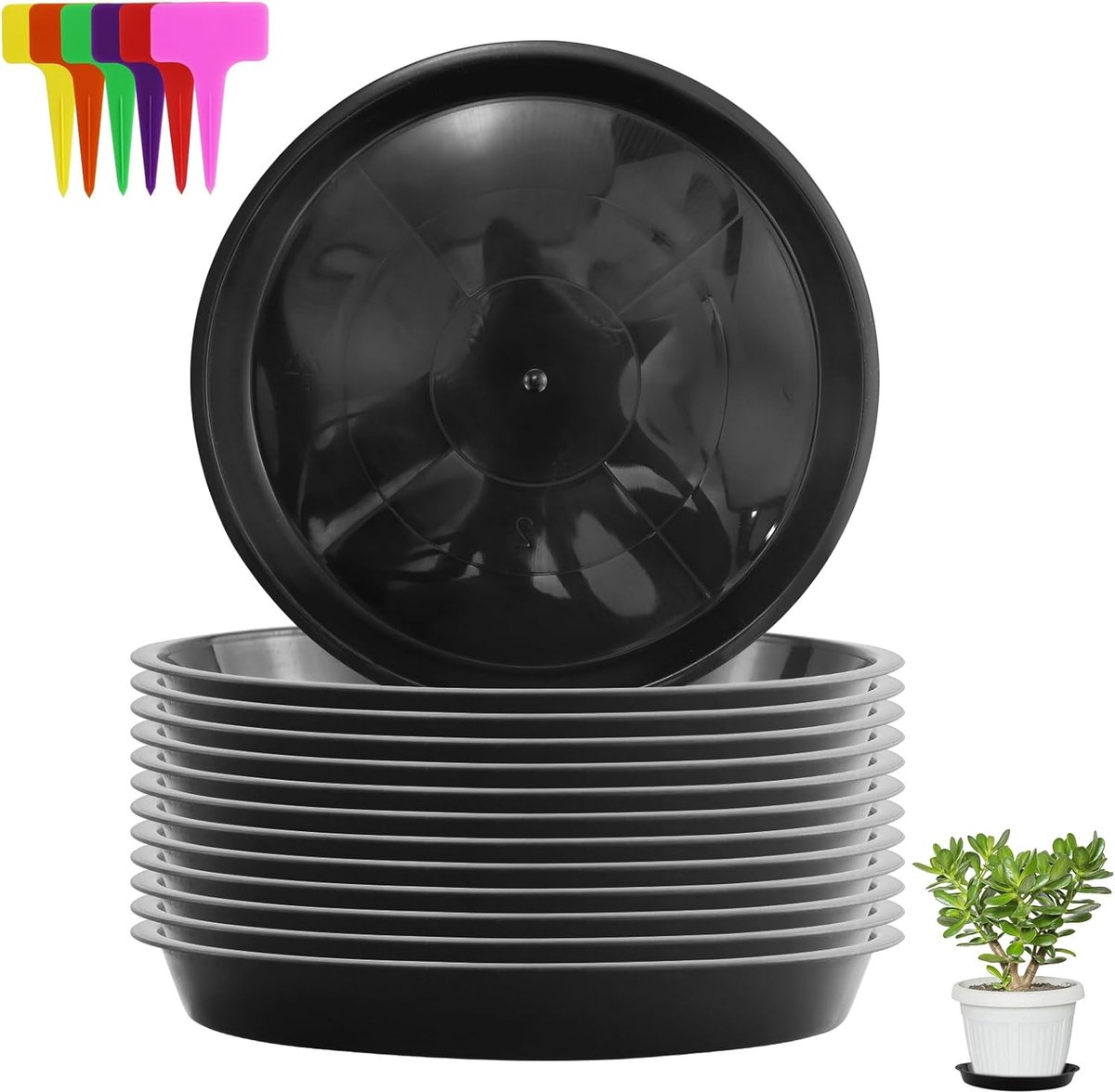 12 stuks 24 cm bloempotonderzetters van kunststof, bloempotonderzetters kunststof, bloempotonderzetters, ronde plantenpot, onderzetters, plastic plantenpot, onderzetters voor dienblad, bloemen en