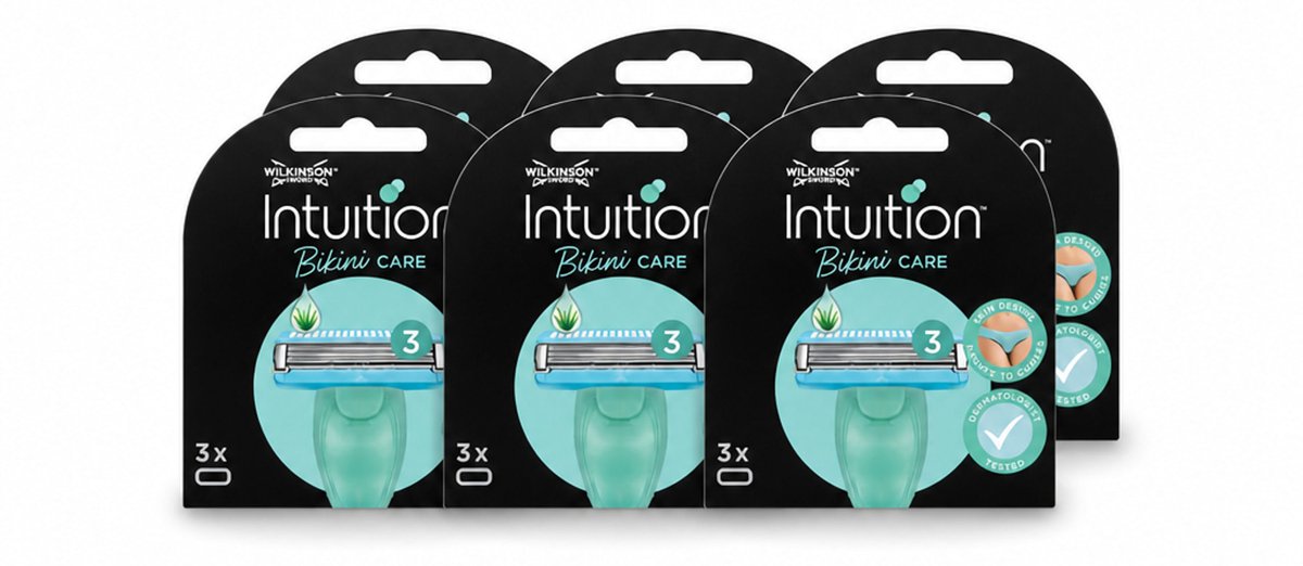 6 x Wilkinson Intuition - Navulmesjes - Bikini Care Duo - Praktisch - 3 mesjes - Voordeelverpakking - 6 stuks