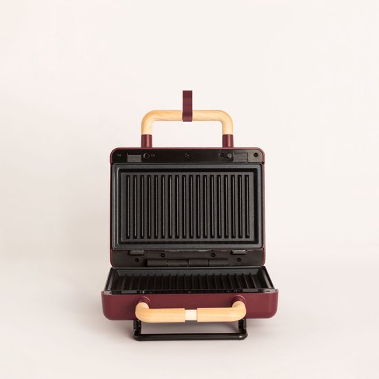 CREATE - Tosti-ijzer, grill en wafelijzer met verwisselbare platen - Bordeauxrood - Dubbel - STONE STUDIO — afbeelding 4