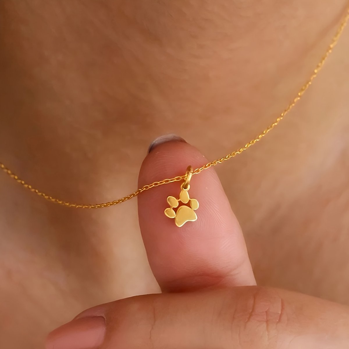Sjika - Pootafdruk Ketting Dames Goud – Hondenpoot Ketting met Pootje Hanger – Dieren Sieraad – Cadeau voor Haar