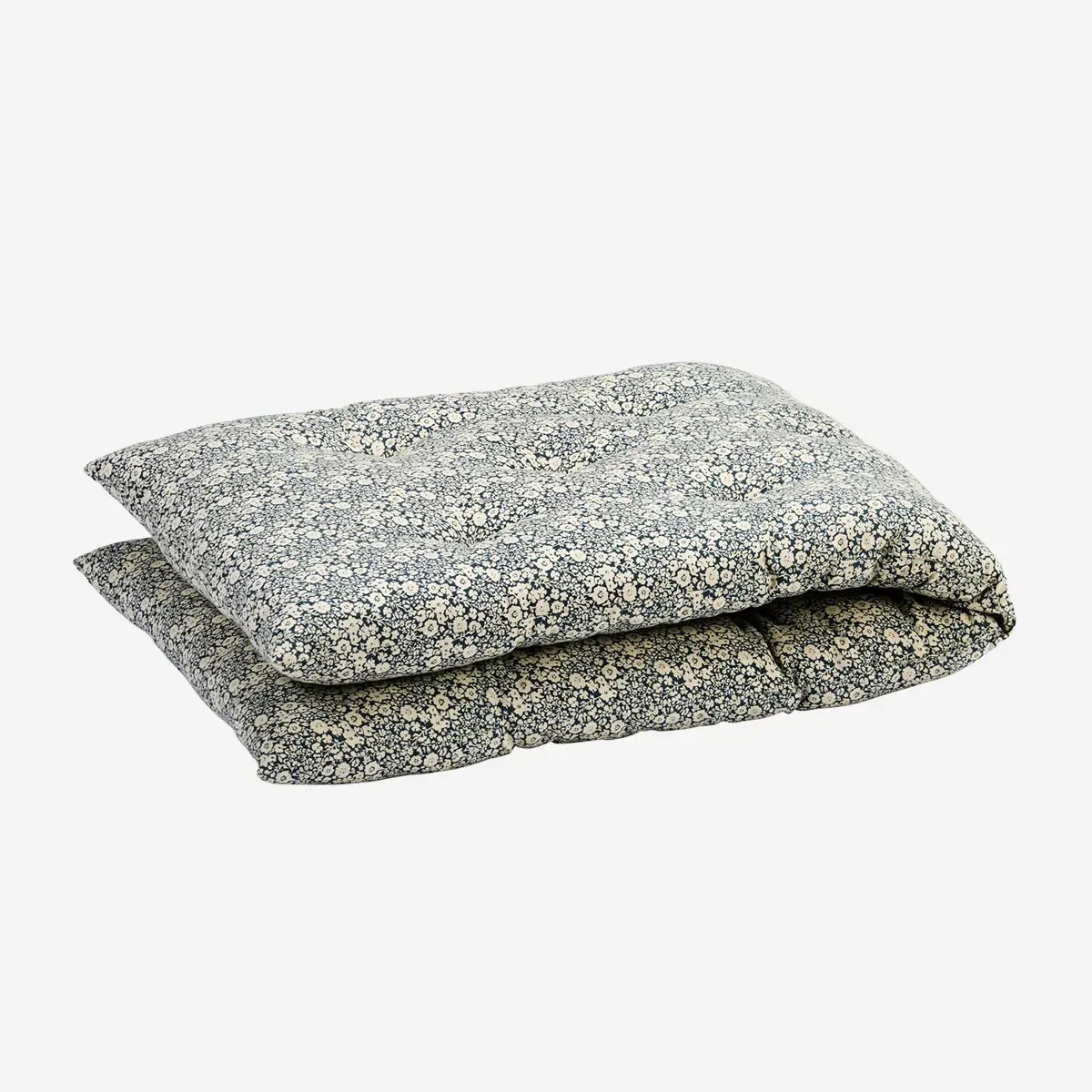 Madam Stoltz - Katoenen Bankkussen met Blauw-Witte Bloemetjes - 45x125 cm