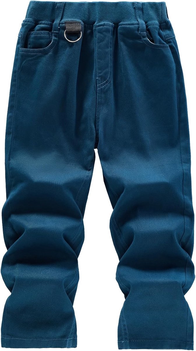 Effen Kleur Geribbelde Elastische Taille Met Hoepel Uniform Chino Broek voor Spelen & School