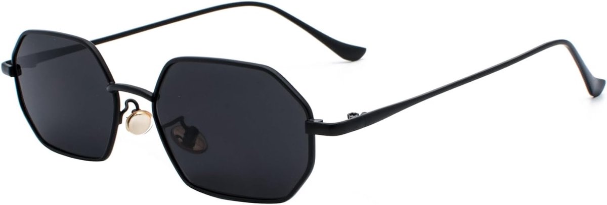zeshoekige zonnebril met metalen frame voor dames en heren, UV400-bescherming