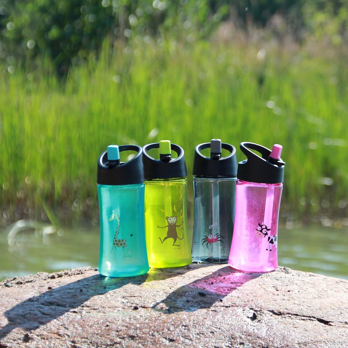 Kinderdrinkfles met draaggreep en je kunt rechtop drinken, 0,35 l, grijs