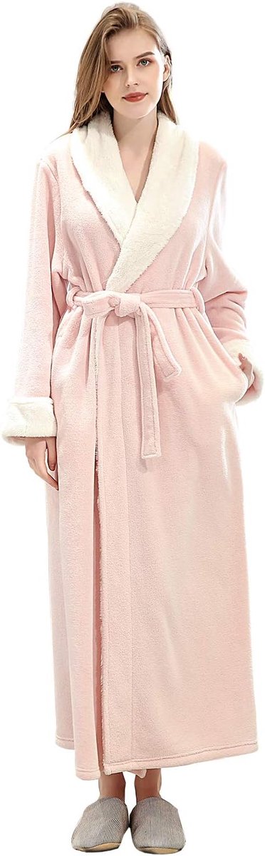 Badjas Dames Kamerjas Zacht en Super Pluizig, Dames Lange Koraal Fleece Winter Warm Badjas