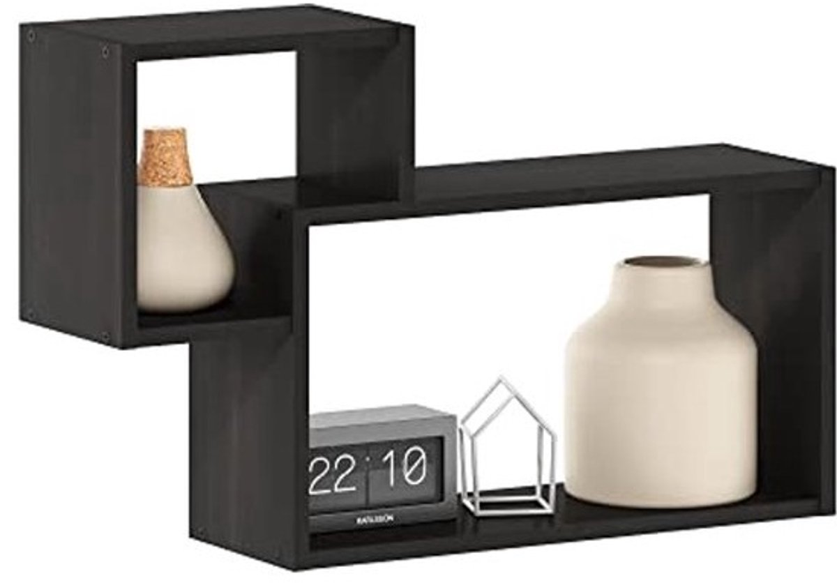 Zwevende Decoratieve Wandsteunen Set van 2 - Interweave Planken in Espresso