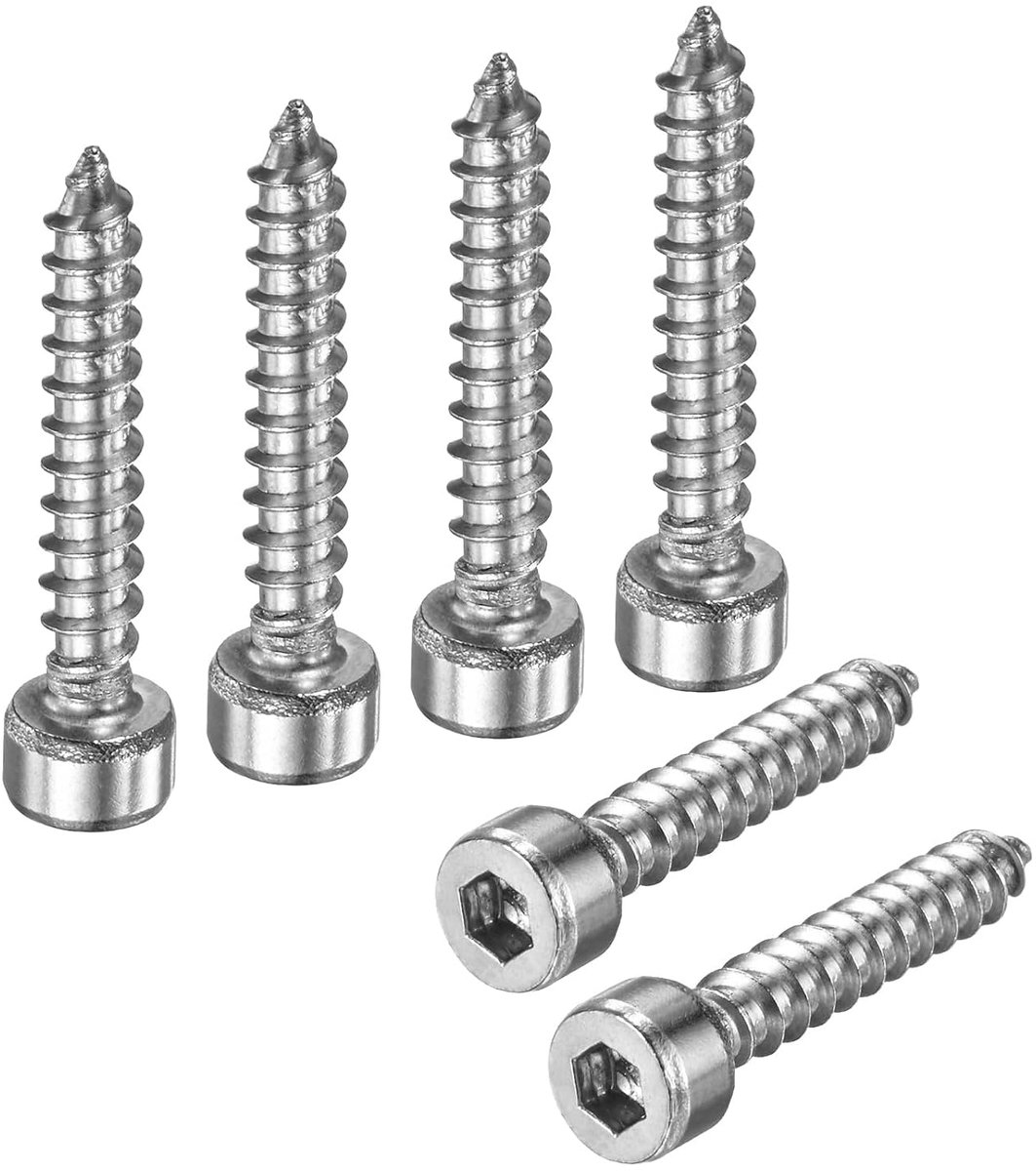 100 stuks zelftappende schroeven met zeshoekige kop, M4 x 25 mm, roestvrij staal, zeskantaandrijving, voor meubels/machines/doe-het-zelfprojecten, zeshoekige inbusschroeven