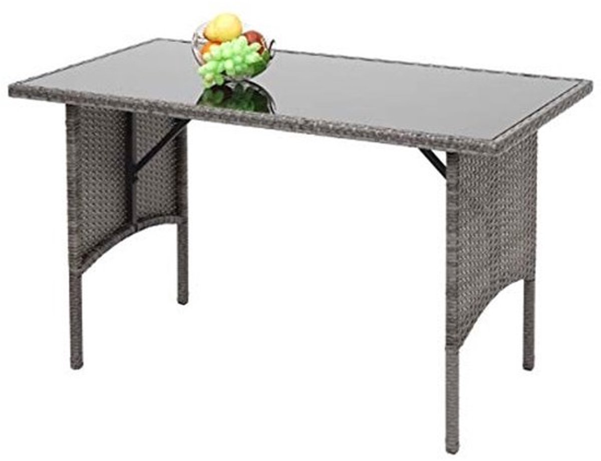 Polyrotan Eettafel en Tuintafel 112x60cm - Grijs