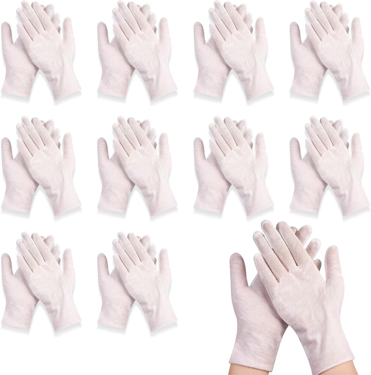 Vochtinbrengende handschoenen voor dermatitis en crèmes, herbruikbare witte handschoenen voor sieradeninspectie en licht werk