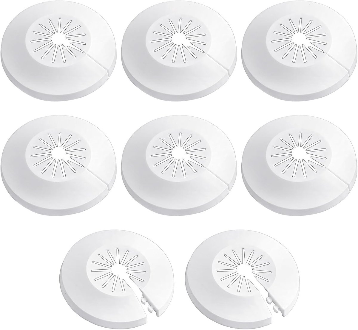 8 stuks buisafdekking, sanitair afdekplaten, kunststof radiatorrozet halsbanden, decoratie, grotere ringen voor wandbuisdecoratie (toepassen op 1-2,90 cm, wit)