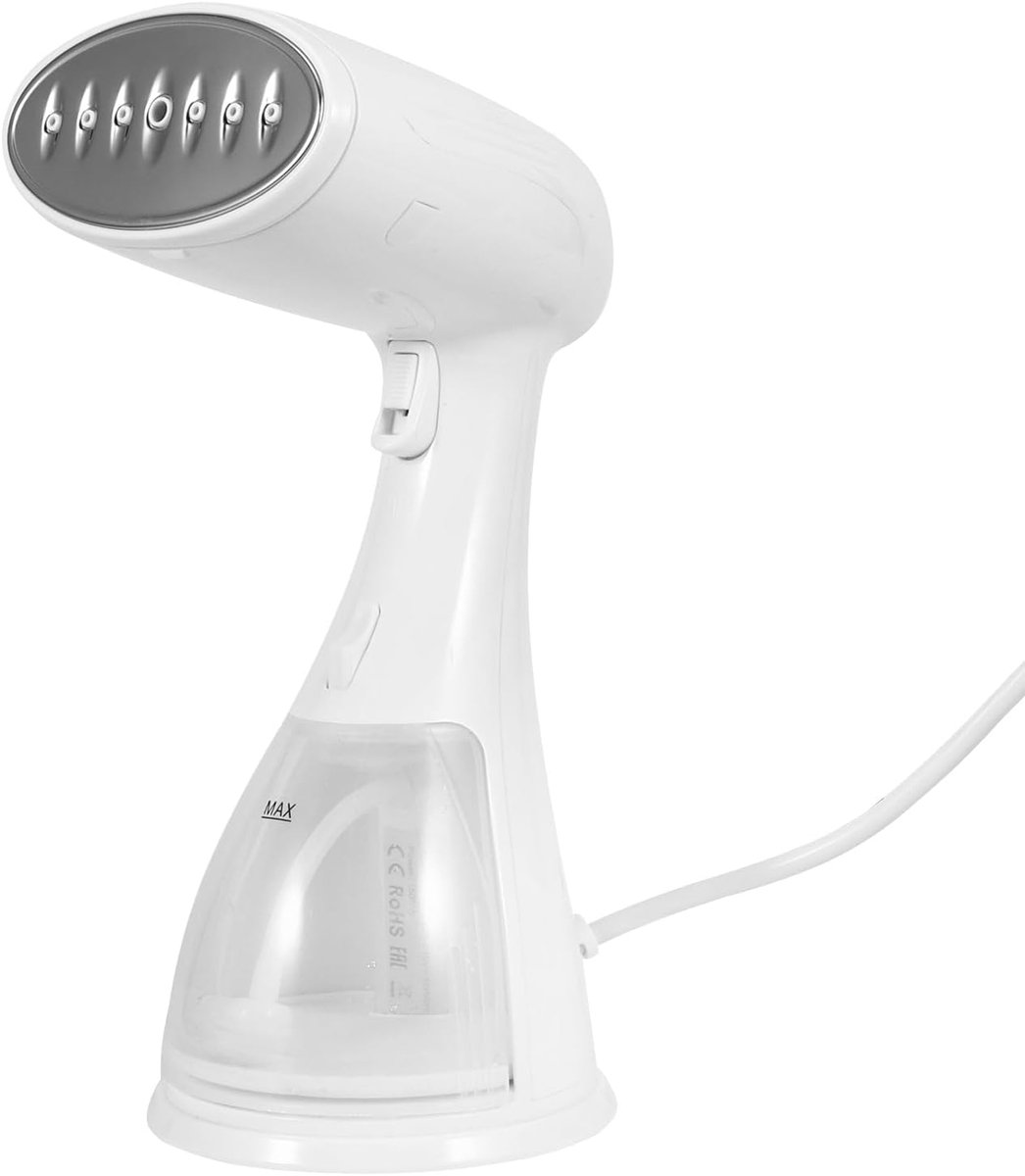 Handzame reisstoomstrijkijzer, wit, draagbaar, snel opwarmend, opvouwbaar, strijkt kreuken uit kleding, ideaal voor op reis en thuis (300 ml)