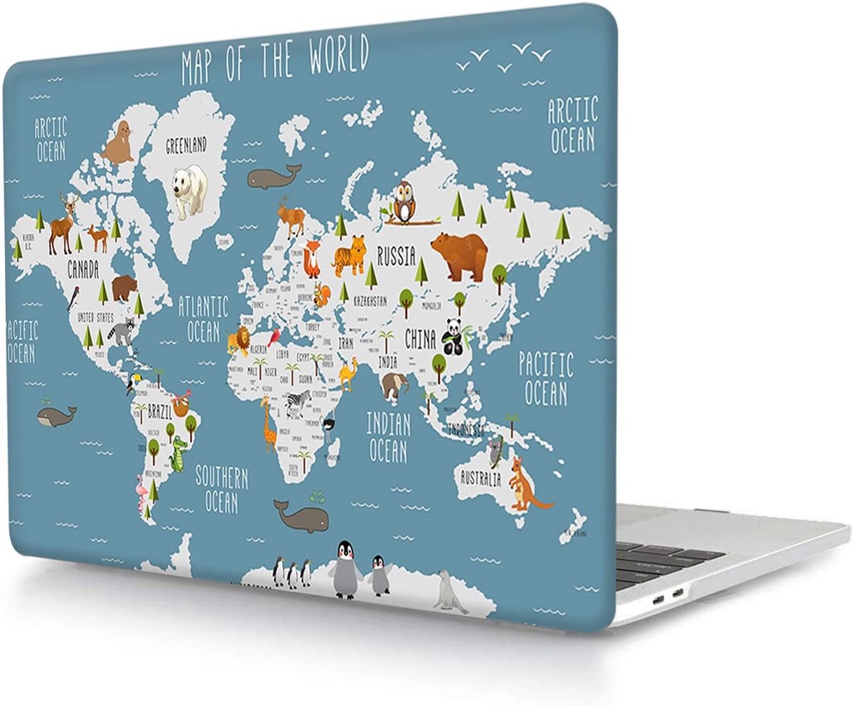 Compatibel voor Nieuwe Macbook Air 13,6 inch A2681 M2 Release 2022 met Liquid Retina Display en Touch ID, Plastic Hard Shell Beschermhoes Snap Case, Wereldkaart