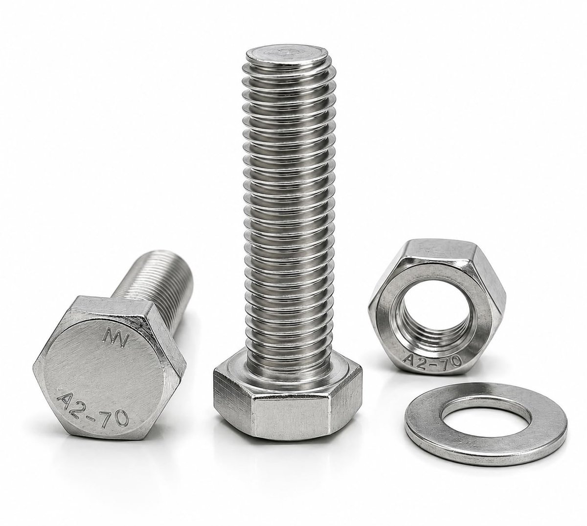 Zeskantschroeven M6 x 16mm roestvrij staal AISI 304 (A2) incl. 20 schroeven met 20 moeren en 20 sluitringen (60 stuks) - schroeven met volledige schroefdraad