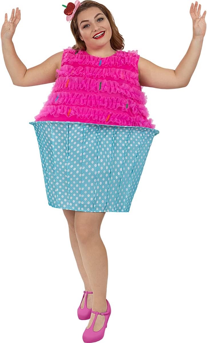 | Cupcake kostuum voor vrouwen Muffin, Snoep, Eten, Dessert - Kostuum voor Volwassenen, Accessoire verkleedkleding en rekwisieten voor Halloween, carnaval & feesten - Roze