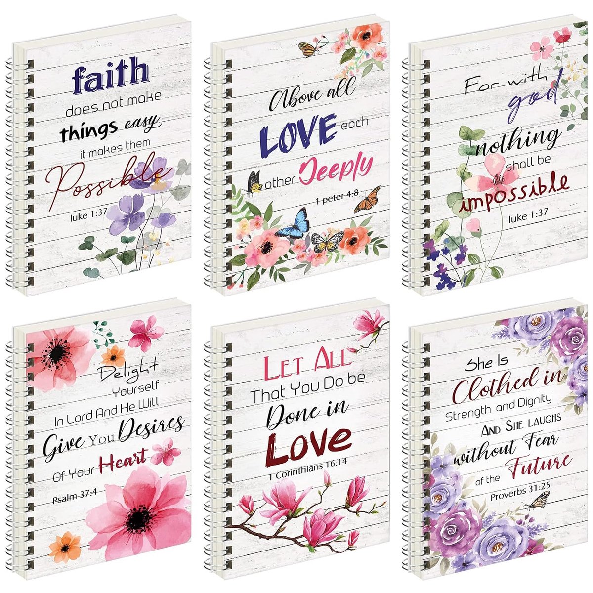 6 stuks christelijk spiraal notitieboekje geschenken voor vrouwen gebedsdagboek Moederdag geschenken 14,5 x 21,3 cm bulkgebed notitieboek dagboek geschenken met bijbelteksten voor