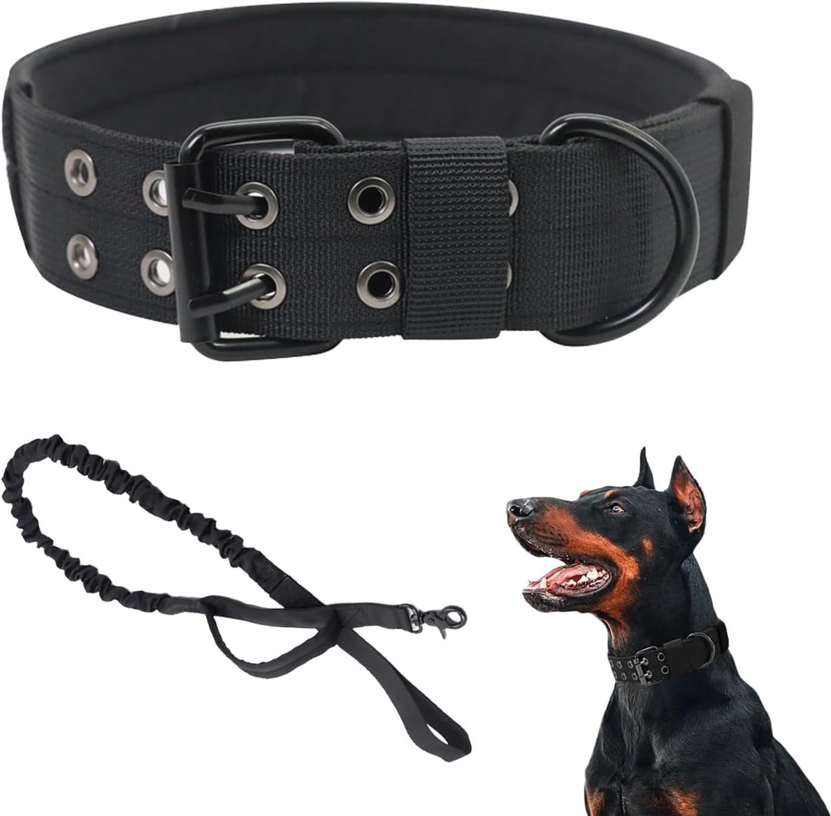 Hondenhalsband, militaire hondenhalsband, verstelbare nylon hondenhalsband, zacht gevoerde nylon hondenhalsband, gebruikt voor training, patrouilles, hardlopen en jagen