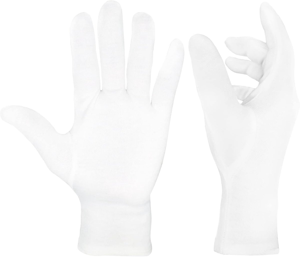 Katoenen handschoenen, hydraterend, zacht, elastisch, handverzorging, comfortabel, Mimo, sieraden, ober, kostuum, wit of zwart, maat M of L, droge of gevoelige huid